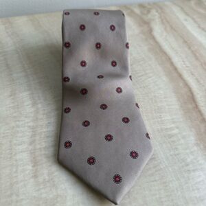 Dior Tan Tie with Red Floral Medallion Accents